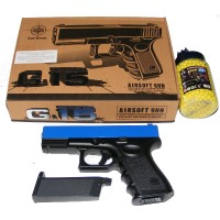 Galaxy G15 Spring Powered Blue Metal BB Gun Pistol (Glock Replica) + 2000 Pellets