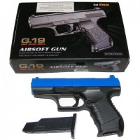 Galaxy G19 Blue Spring Powered Metal BB Gun Pistol 250 FPS